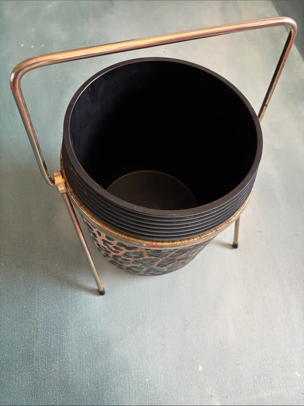 Vintage MCM Leopard Print Ice Bucket with Lid